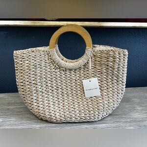 🆕 Colette by Colette Hayman Do Everything in Love Beige Woven Tote